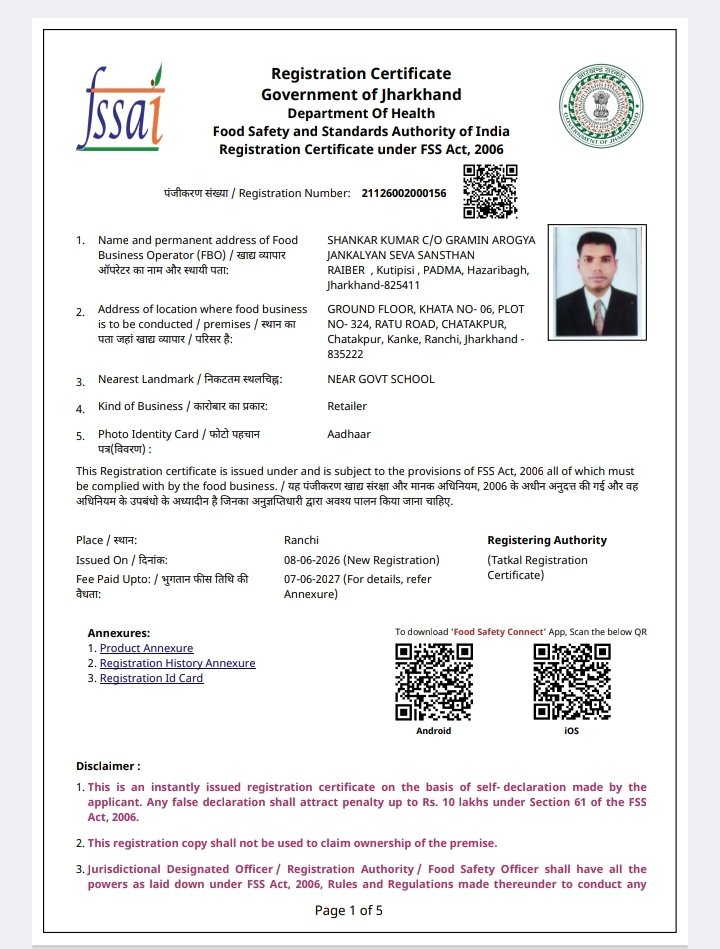 FSSAI (FOOD) LICENSE